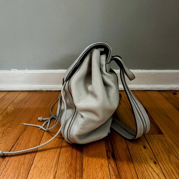 Rebecca Minkoff Bryn Pebbled Leather Backpack Grey Periwinkle Silver Hardware - Picture 2 of 8